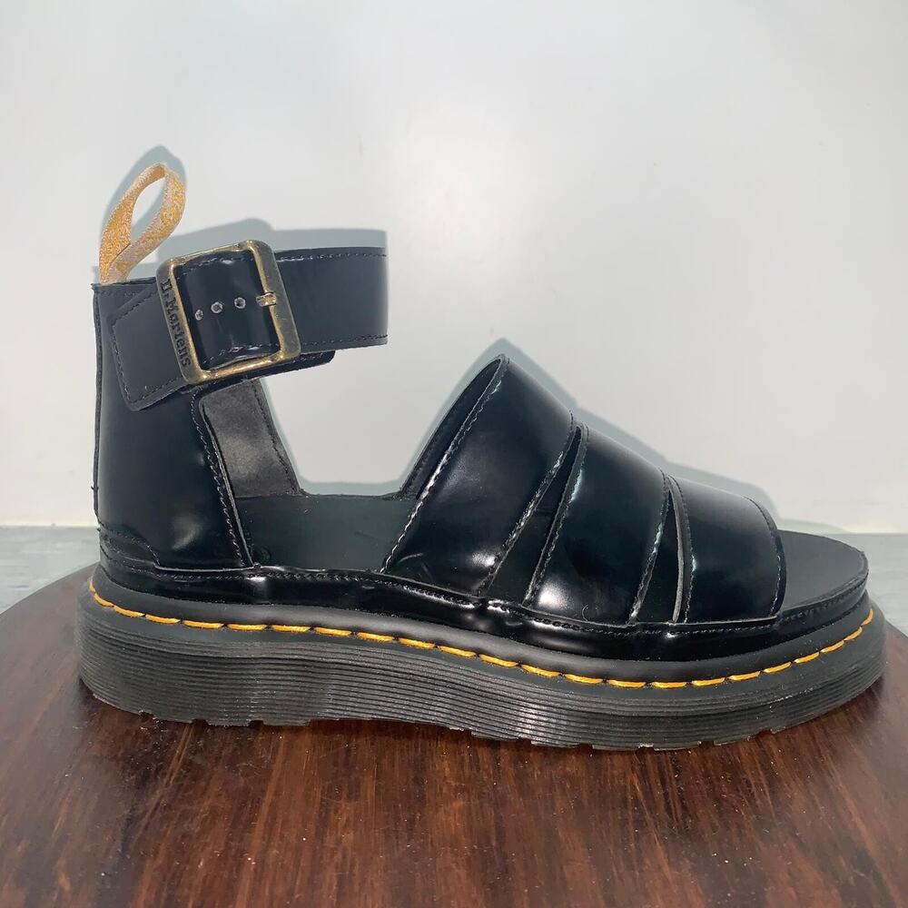 Dr Martens Clarissa II Women’s 8 Black Leather Gladiator Sandals Chunky Platform
